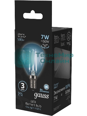 Лампа светодиодная Filament Шар E14 7Вт 4100К Gauss 105801207