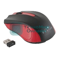 Мышь беспроводная Oklick 485MW черный/красный, 1200 dpi, радиоканал, USB, кнопки - 3
