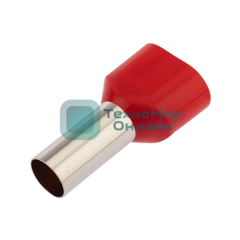 Наконечник штыревой втулочный изолированный Rexant F-14 мм 2х10 мм² (НШВи(2) 10-14/Ги2 10-14) красный
