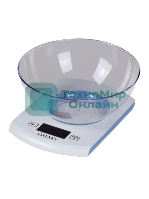 Весы кухонные Galaxy Line GL 2803, белый, пластик, максимальный вес 5 кг, ЖК-дисплей с подсветкой, цена деления 1 г