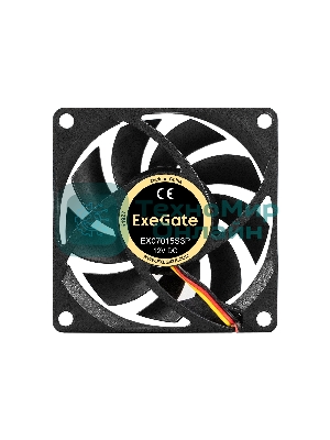 Вентилятор для корпуса ExeGate EX07015S3P черный, 70 мм, 3000 об/мин, 27 дБ, 3 pin
