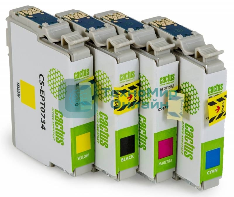 Картридж струйный Cactus CS-EPT0735 черный/голубой/пурпурный/желтый (45.6 мл) для Epson Stylus С79/C110/СХ3900/CX4900