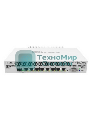 Маршрутизатор Mikrotik CCR1009-7G-1C-PC with Tilera Tile-Gx9 CPU (9-cores, 1Ghz per core), 1Gb RAM, 7xGbit LAN, 1x Combo port (1xGbit LAN or SFP), RouterOS L6, passive cooling desktop enclosure, rackmount ears, PSU