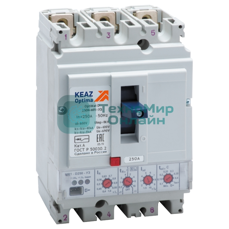 Выключатель автоматический 250А 40кА OptiMat D250N MR1 У3 КЭАЗ 137335