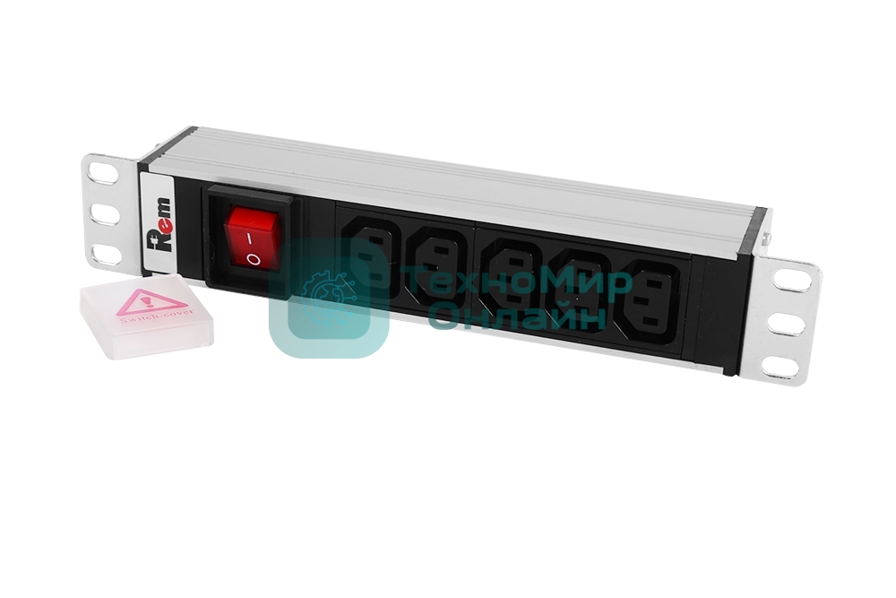 Блок розеток ЦМО Rem-10 без шнура с выкл., 5 IEC 60320 C13, вход IEC 60320 C14, 10A, алюм., 10