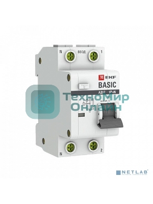 Выключатель автоматический дифференциального тока 1п+N С 20А 30мА тип АС эл. 4.5кА АД-12 Basic EKF DA12-20-30-bas