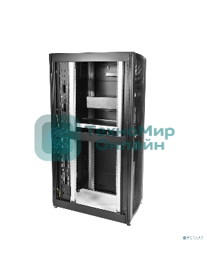 Шкаф серверный ПРОФ напольный 42U (800x1000) дверь перфор., задние двойные перфор., черный, в сборе