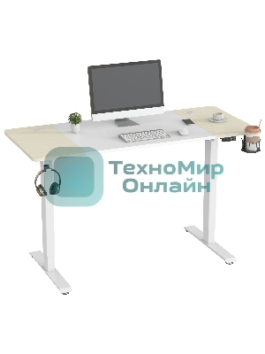 Стол компьютерный Cactus CS-EDL-WWD столешница МДФ дуб молочный каркас белый