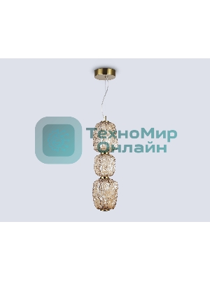 Подвесной светодиодный светильник Ambrella light LH30102 SB/TI бронза/янтарь 23W 3000K 140*140*1760