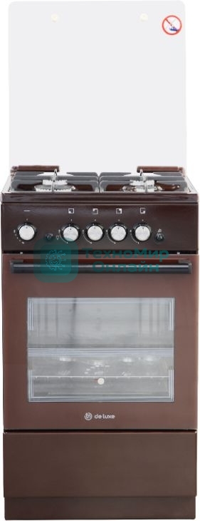 Плита газовая De Luxe 5040.32Г (КР) ЧР 014 коричневый, конфорок 4 шт, духовка 46 л, 50 см x 85 см x 50 см