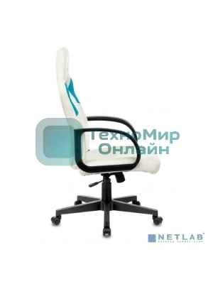 Кресло игровое Бюрократ ZOMBIE RUNNER белый/голубой искусственная кожа крестовина пластик