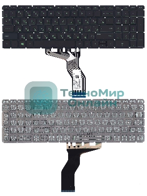 Клавиатура для ноутбука HP Pavilion Power 15-cb000 черная с зеленой подсветкой