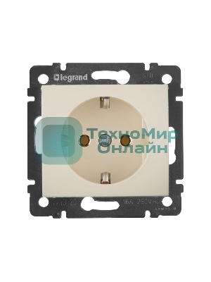 Розетка электрическая Valena с заземлением 2К+З/сл.кость (слоновая кость) Legrand 774320