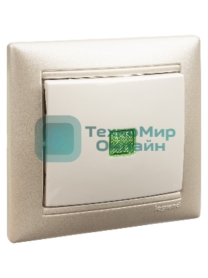 Механизм выключателя 1-кл. СП Valena 10А IP31 с зел. инд. бел. Legrand 774410