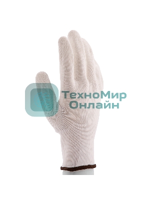 Перчатки трикотажные Сибртех с белым полиуретановым покрытием, размер L, 15 класс вязки