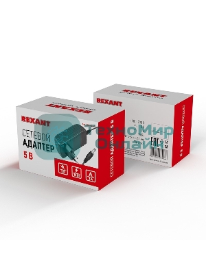 Источник питания Rexant 110-220 V AC/5 V DC 3 А 15 W с DC разъемом подключения 5.5х2.1, без влагозащиты (IP23)