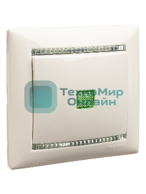 Механизм выключателя 1-кл. СП Valena 10А IP31 с зел. инд. бел. Legrand 774410