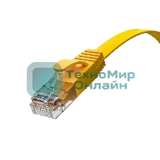 Патч-корд GCR PROF плоский прямой 2.0m, UTP медь cat.6, желтый, 30 AWG, ethernet high speed 10 Гбит/с, RJ45, T568B, GCR-52827