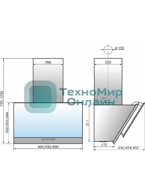 Вытяжка наклонная Elikor Рубин S4 90П-700-Е4Д чёрный, 90 см, 700 м³/ч, 52 дБ