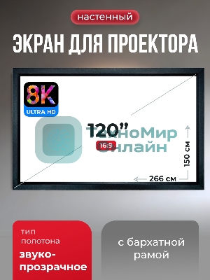 Экран для проектора S'OK Zeus SGPSFR-266x150A на раме (80 мм), звукопрозрачный