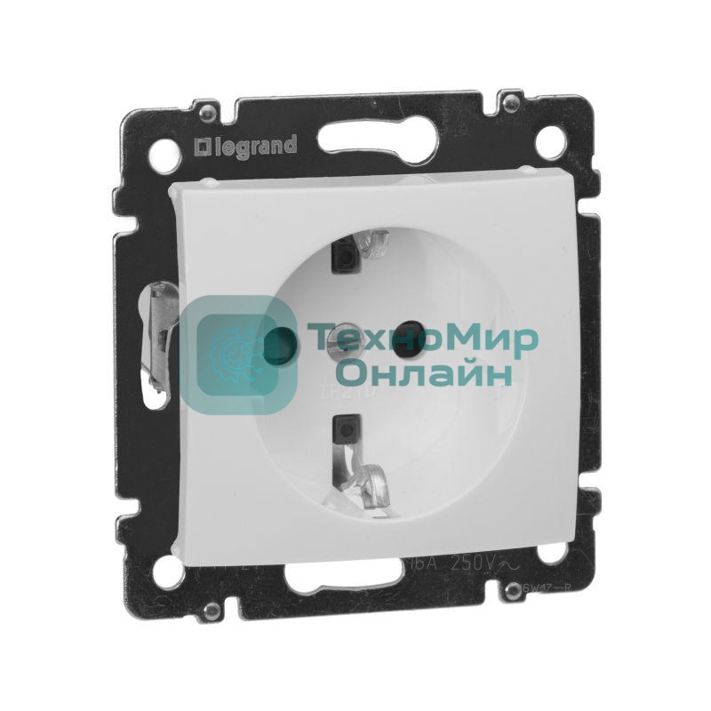 Розетка электрическая Valena с заземлением и шторками (белая) Legrand 774421
