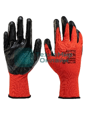Перчатки Stels полиэфирные с черным нитрильным покрытием, размер 9, 13 класс вязки