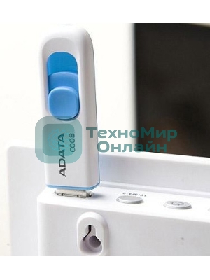 Флешка USB ADATA C008 (AC008-32G-RWE), 32Gb, USB 2.0, R/W 15/5, белый/синий