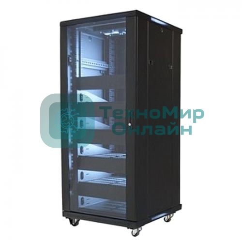 Телекоммуникационный шкаф Wize W27UR (Рэковая стойка)19”, высота 27U, габариты 1388х600х610 мм, вентиляция, колесики, макс. вес нагрузки 798 кг, сталь, черный