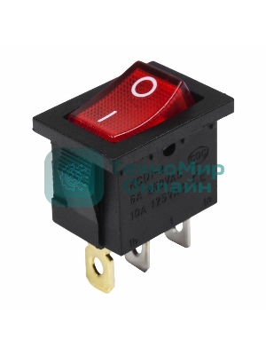 Выключатель клавишный Rexant 24V 15А (3с) ON-OFF красный с подсветкой Mini