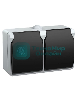 Розетка двухместная РСб22-3-ФСр с з/к для открытой установки IP54 Форс ERS22-K03-16-54-DC IEK