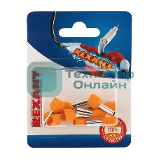 Наконечник штыревой втулочный изолированный Rexant F-12 мм 2х4 мм² (НШВи(2) 4.0-12/НГи2 4,0-12) оранжевый