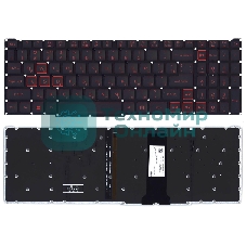 Клавиатура для ноутбука Acer Nitro 5 AN515-54 черная с красной подсветкой (стрелки в рамке)