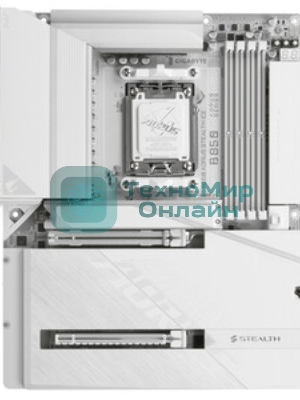 Материнская плата Gigabyte B850 AORUS STEALTH ICE, AM5, AMD B850, 4xDDR5, 2xSATA, 4xM.2, 1xPCIe 5.0 x16, 1xPCIe 4.0 x4, 1xHDMI, 1x5Gb LAN, Wi-Fi 7, Bluetooth 5.4, 1xUSB-C 10Gbps, 2xUSB-A 10Gbps, 4xUSB-A 5Gbps, 4xUSB-A 2.0, 2x3.5 мм, 7.1, ATX