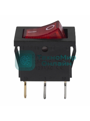 Выключатель клавишный Rexant 24V 15А (3с) ON-OFF красный с подсветкой Mini