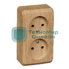 Розетка 2-м ОП Этюд Дача 16А IP20 без заземл. сосна SchE PA16-005D