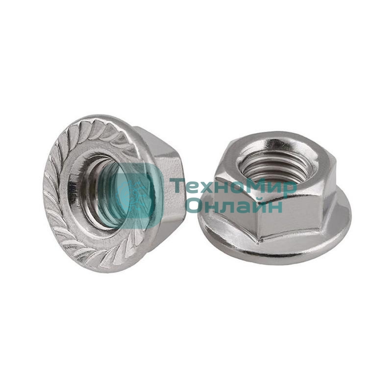 Гайка шестигранная DIN6923 оцинк. с фланцем М6 (уп. 200 шт) пакет Tech-Krep 141611