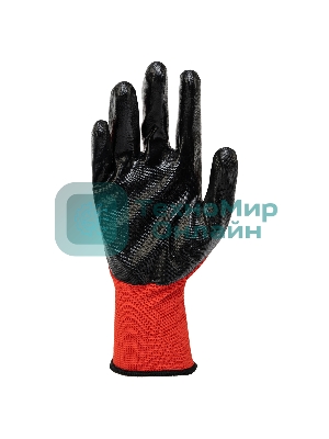 Перчатки Stels полиэфирные с черным нитрильным покрытием, размер 9, 13 класс вязки