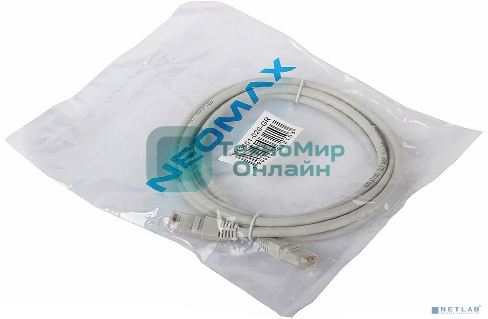 Коммутационный шнур NEOMAX (NM13601-015) UTP 1.5м, гибкий, cat.6, серый, многожильный