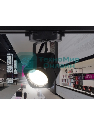 Трековый однофазный светильник со сменной лампой Ambrella light GL5108 BK черный GU10 max 12W