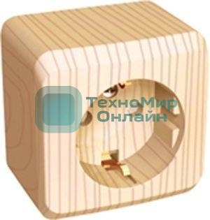 Розетка 1-м ОП Этюд Дача 16А защ. шторки с заземл. сосна SchE PA16-004D