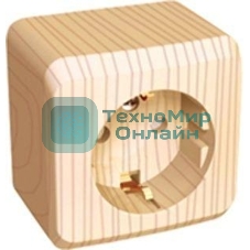 Розетка 1-м ОП Этюд Дача 16А защ. шторки с заземл. сосна SchE PA16-004D