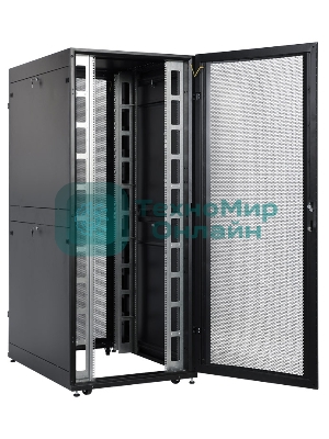Шкаф серверный ЦМО ШТК-СП-42.8.12-48АА-9005 42U 800x1200 мм пер. дв. перфор. задн. дв. перфор. 2-хст. 2 бок. пан. 1350 кг черный