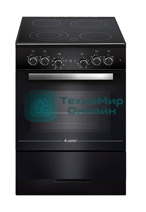 Плита электрическая Gefest ЭП Н Д 6560-03 0057 черный, конфорок 4 электрических, духовка 55 л, 60 см x 85 см x 60 см