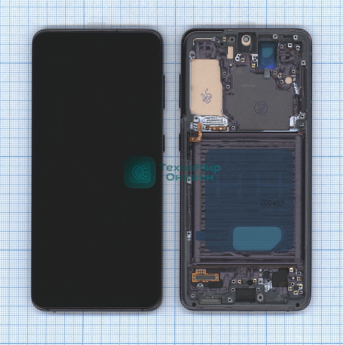 Дисплей для Samsung Galaxy S21 5G SM-G991B в сборе с тачскрином и рамкой TFT черный