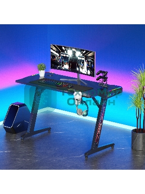 Стол игровой Cactus CS-GTZ-BK-RGb столешница ДСП, черный каркас черный