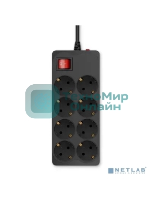Сетевой фильтр Buro 800SH-5-B 5 м, 8 розеток, черный, коробка