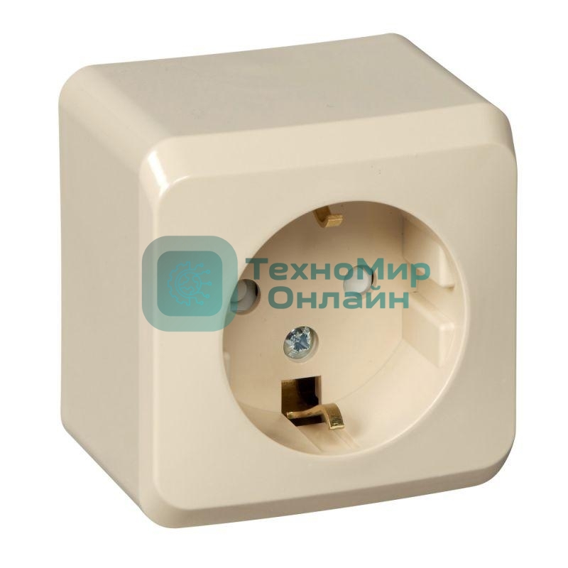 Розетка 1-м ОП Этюд 16А защ. шторки с заземл. крем. SchE PA16-004K