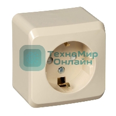 Розетка 1-м ОП Этюд 16А защ. шторки с заземл. крем. SchE PA16-004K