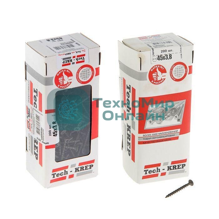 Саморез 3.8х45 гипсокартон-дерево (уп. 200 шт) коробка Tech-Krep 102124