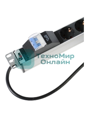 Верт блок розет Rem-16 с авт 16А 10 Shuko 10IEC60320 C19 16A алюм 33-38U 3м